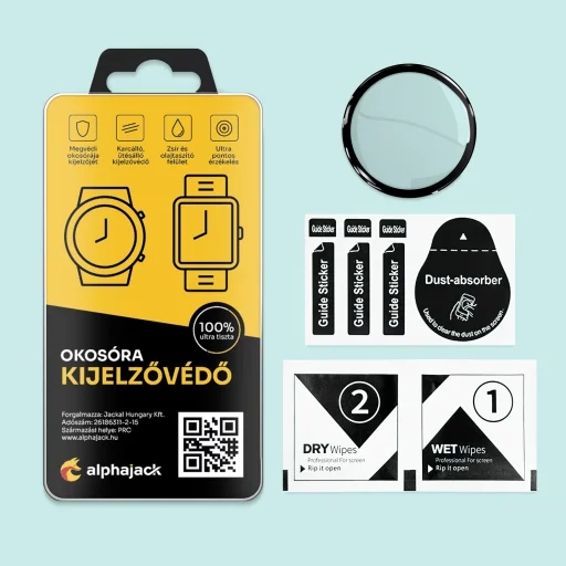 Huawei Watch 3 Pro 48mm kijelzővédő fólia fekete kerettel Alphajack - 2