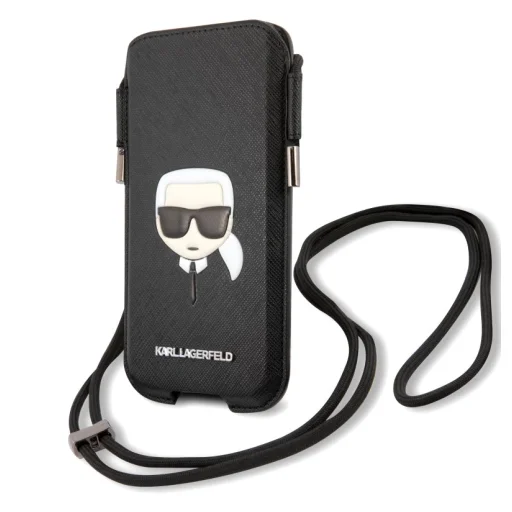 Univerzális Karl Lagerfeld Head Saffiano PU Pouch tok S / M fekete - 1
