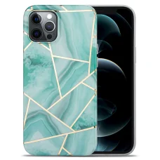 iPhone 13 Pro Max TPU szilikon tok márvány mintával kékeszöld Alphajack