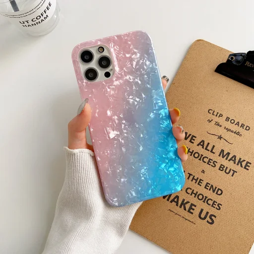 iPhone 13 Pro Max TPU tok színes mintával Alphajack (P2) kék-rózsaszín - 3