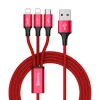 Baseus Rapid 3 az 1-ben USB - Micro USB, 2xLightning kábel 3A 1,2 m piros thumbnail