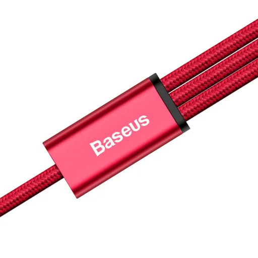 Baseus Rapid 3 az 1-ben USB - Micro USB, 2xLightning kábel 3A 1,2 m piros - 3