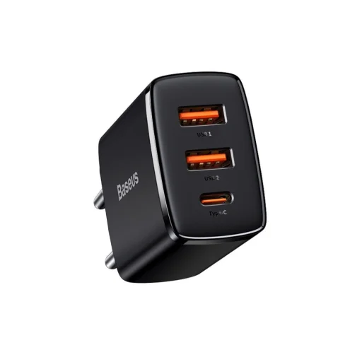 Baseus Compact fali töltő adapter 2xUSB + Type C PD 3.0 QC 3.0 30W 3A fekete - 1