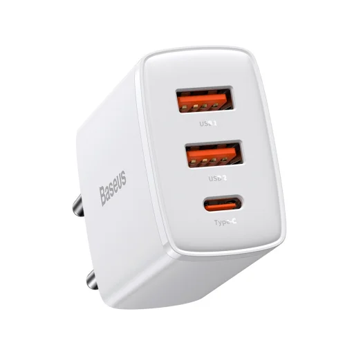 Baseus Compact fali töltő adapter 2xUSB + Type C PD 3.0 QC 3.0 30W 3A fehér - 1