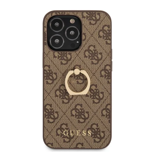 iPhone 13 Pro Guess PU 4G Ring tok barna (GUHCP13L4GMRBR) - 4