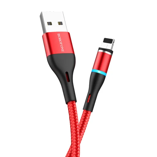 Borofone BU16 Mágneses USB - Lightning kábel 2.4A 1.2 m piros - 5