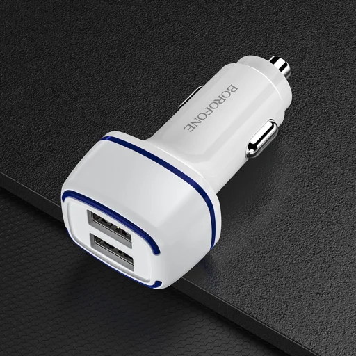 Borofone B14 Max Szivargyújtós töltő 2x USB, 2.4A fehér - 2