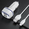 Borofone B14 Max Szivargyújtós töltő 2x USB, 2.4A + USB Type-C kábel fehér thumbnail