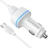 Borofone B14 Max Szivargyújtós töltő 2x USB, 2.4A + USB Type-C kábel fehér thumbnail
