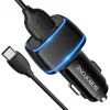 Borofone B14 Max Szivargyújtós töltő 2x USB, 2.4A + USB Type-C kábel fekete thumbnail