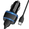 Borofone B14 Max Szivargyújtós töltő 2x USB, 2.4A + USB Type-C kábel fekete thumbnail