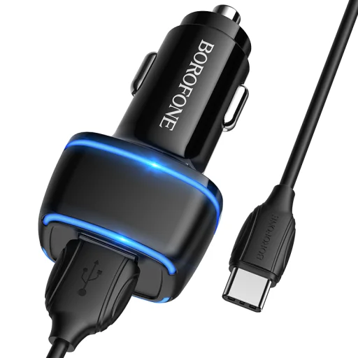Borofone B14 Max Szivargyújtós töltő 2x USB, 2.4A + USB Type-C kábel fekete - 8