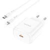 Borofone BN3 Hálózati USB töltő USB Type-C QC 3.0 PD 2.0 20W + Lightning kábel fehér thumbnail
