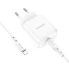 Borofone BN3 Hálózati USB töltő USB Type-C QC 3.0 PD 2.0 20W + Lightning kábel fehér thumbnail