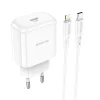 Borofone BN3 Hálózati USB töltő USB Type-C QC 3.0 PD 2.0 20W + Lightning kábel fehér thumbnail