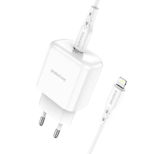 Borofone BN3 Hálózati USB töltő USB Type-C QC 3.0 PD 2.0 20W + Lightning kábel fehér - 6