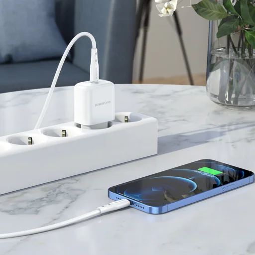 Borofone BN3 Hálózati USB töltő USB Type-C QC 3.0 PD 2.0 20W + Lightning kábel fehér - 9