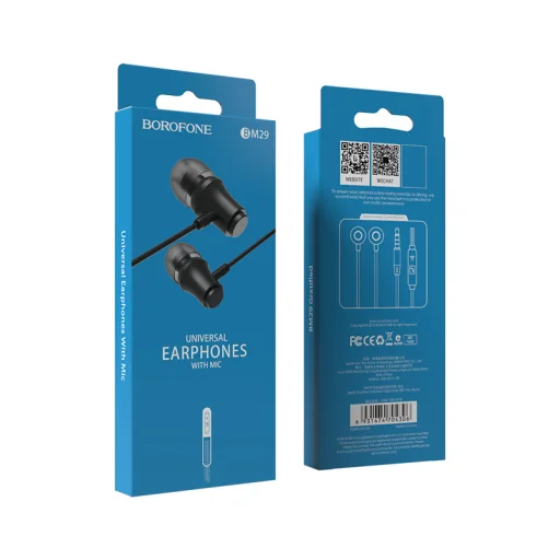 Borofone Gratified BM29 fülhallgató mikrofonnal fekete - 4