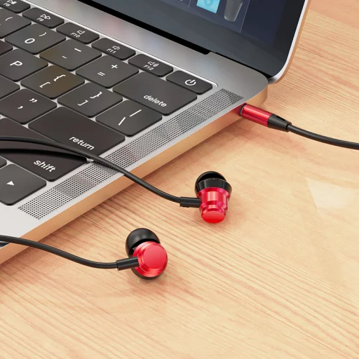 Borofone Prosperity BM62 fülhallgató mikrofonnal piros jack 3.5mm - 4