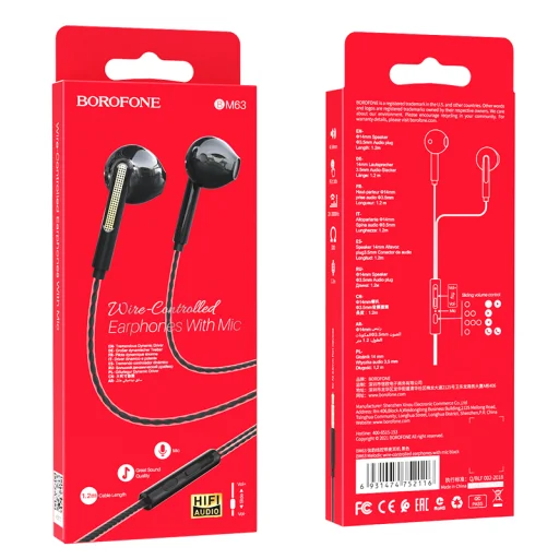 Borofone Melodic BM63 fülhallgató mikrofonnal fekete - 3