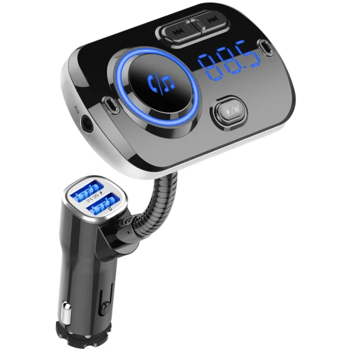 Bluetooth BC49AQ FM Transmitter (Bluetooth 5.0 + EDR + microSD + USB) Töltés funkcióval 2x USB 2.4A QC 3.0 Quick Charge fekete - 3