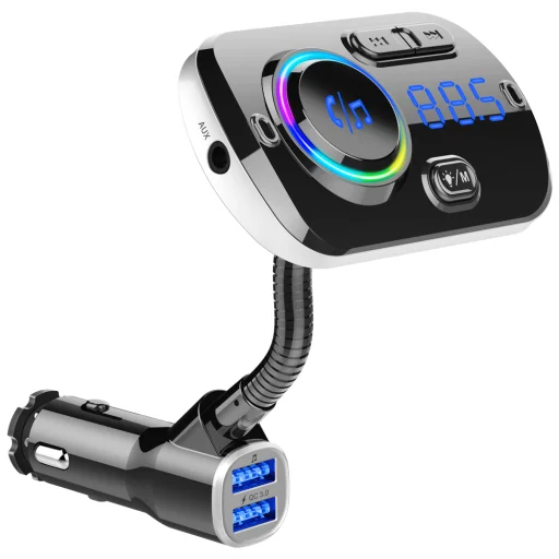Bluetooth BC49AQ FM Transmitter (Bluetooth 5.0 + EDR + microSD + USB) Töltés funkcióval 2x USB 2.4A QC 3.0 Quick Charge fekete - 1