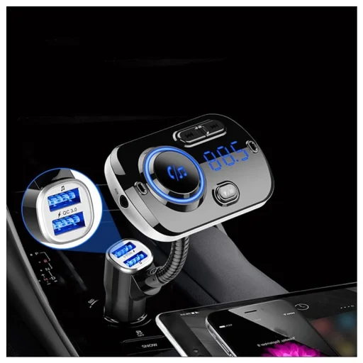 Bluetooth BC49AQ FM Transmitter (Bluetooth 5.0 + EDR + microSD + USB) Töltés funkcióval 2x USB 2.4A QC 3.0 Quick Charge fekete - 5