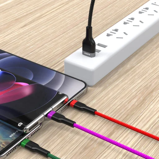 Kaku Yatu 3in1 kábel USB - Lightning, Micro USB, USB Type-C 3.2A 1.2m fekete - 3