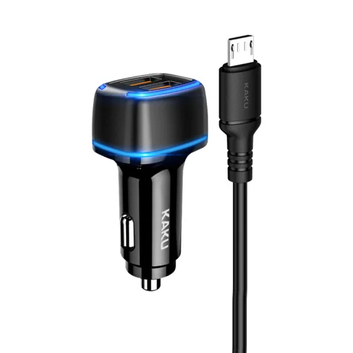 Kaku Shengyu Autós szivargyújtós töltő 2x USB 2.8A + Micro USB kábel fekete - 1