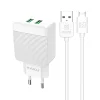 Kaku Hayoi Hálózati töltő adapter 2x USB - 12W 2.4A + Micro USB kábel fehér thumbnail
