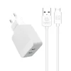 Kaku Hayoi Hálózati töltő adapter 2x USB - 12W 2.4A + Micro USB kábel fehér thumbnail