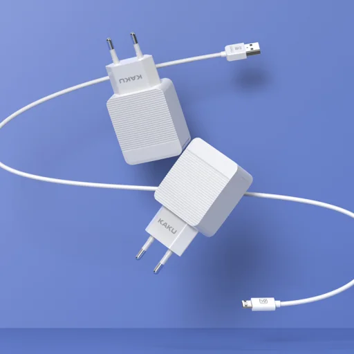 Kaku Hayoi Hálózati töltő adapter 2x USB - 12W 2.4A + Micro USB kábel fehér - 6
