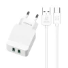 Kaku Hayoi Hálózati töltő adapter 2x USB - 12W 2.4A + USB Type-C kábel fehér thumbnail