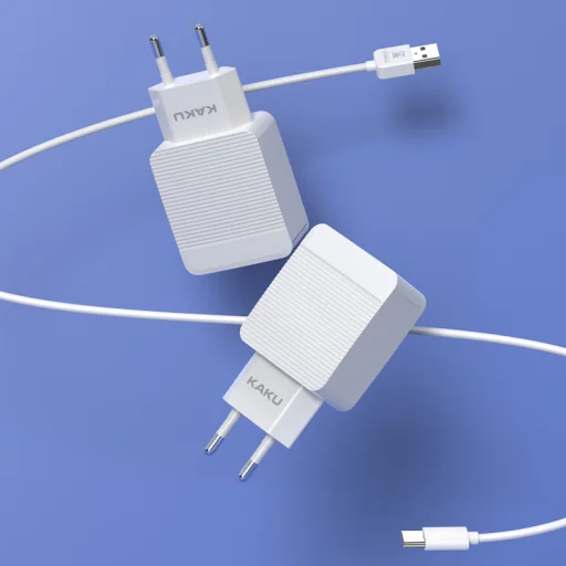 Kaku Hayoi Hálózati töltő adapter 2x USB - 12W 2.4A + USB Type-C kábel fehér - 5