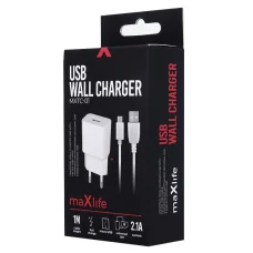 Maxlife hálózati töltő adapter 1A + Micro USB kábel fehér