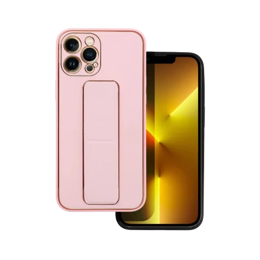 iPhone 13 Pro Forcell Leather Kickstand tok rózsaszín - 5