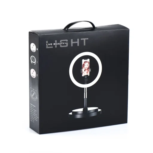 30cm LED 12'' asztali körfény, ringlight és telefontartó fehér One Leg Stand Y2 - 6