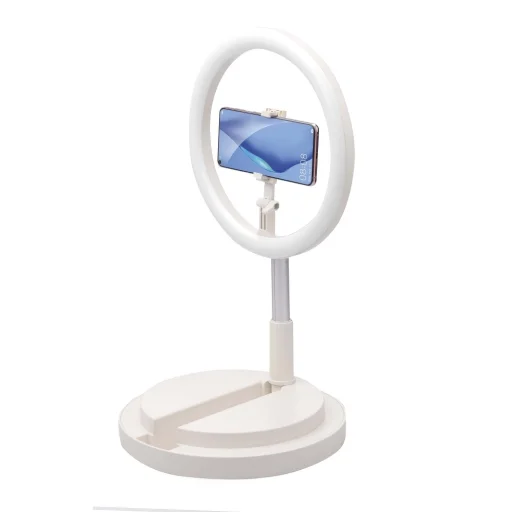30cm LED 12'' asztali körfény, ringlight és telefontartó fehér One Leg Stand Y2 - 3