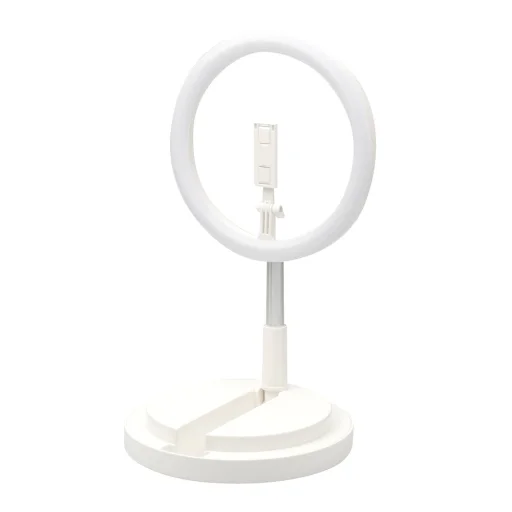30cm LED 12'' asztali körfény, ringlight és telefontartó fehér One Leg Stand Y2 - 2