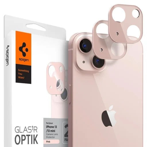iPhone 13 mini / 13  Spigen Optik.TR 2x kameralencsevédő 9H üveg pink (AGL04036) - 1