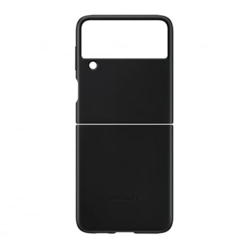 Samsung Galaxy Z Flip 3 5G Leather Cover, Gyári Bőr Tok, Fekete - 4