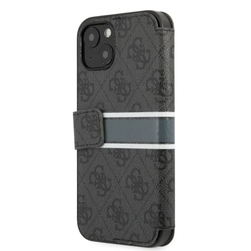 iPhone 13 mini Guess PU 4G Printed Stripe fliptok szürke (GUBKP13S4GDGR) - 5