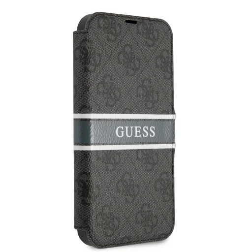 iPhone 13 mini Guess PU 4G Printed Stripe fliptok szürke (GUBKP13S4GDGR) - 7