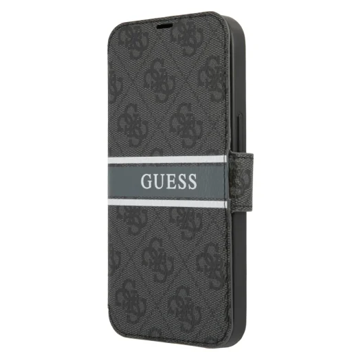 iPhone 13 mini Guess PU 4G Printed Stripe fliptok szürke (GUBKP13S4GDGR) - 1