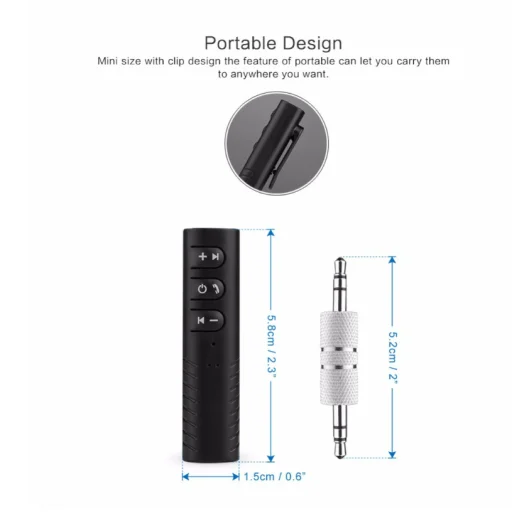 Bluetooth fogadó / vevő egység AUX adapter 3.5mm jack csatlakozóval fekete hordozható (G8) - 7