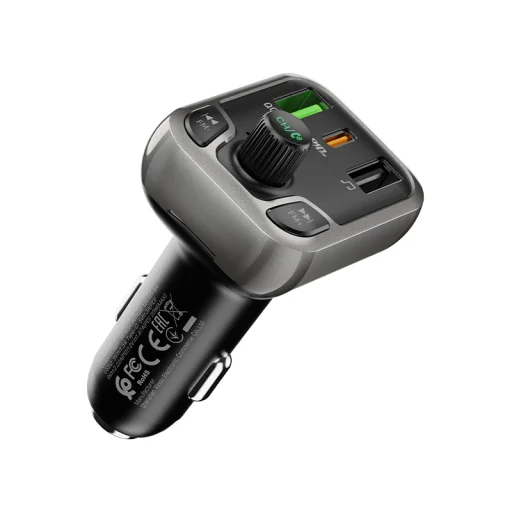 Borofone BC38 Bluetooth FM Transmitter - Type C + 2x USB + MicroSD - QC 3.0 PD 20W fekete - 4