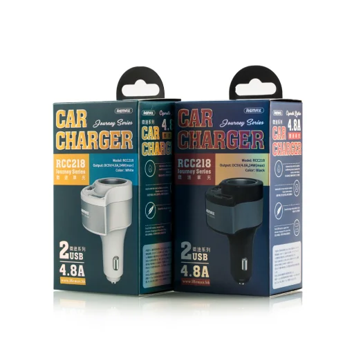 Remax Journey autós töltő RCC-218 2XUSB + szivargyújtó 24W 4,8A fehér - 5