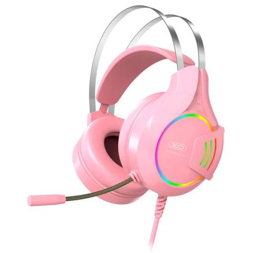 XO GE-04 Vezetékes Gamer Fejhallgató 3.5mm jack audio pink - 1