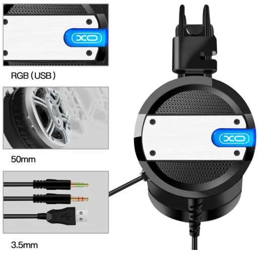 XO GE-02 Vezetékes Gamer Fejhallgató 3.5mm jack audio fekete - 2