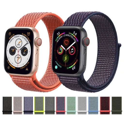 Apple Watch 4/5/6/7/8/SE/Ultra (42/44/45/49mm) nylon óraszíj rózsaszín homok színű Alphajack - 3